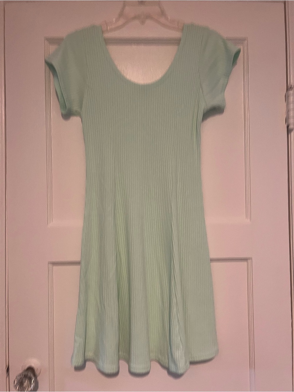 Ribbed Short-Sleeve Dress - Mint Green